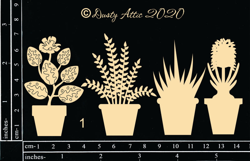 Dusty Attic Chipboard 3x6- Pot Plants
