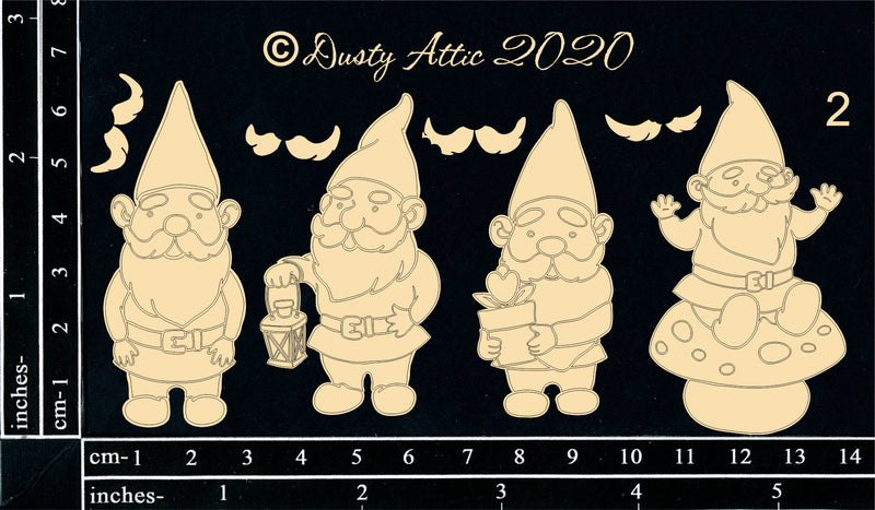 Dusty Attic Chipboard 3x6 - Garden Gnomes