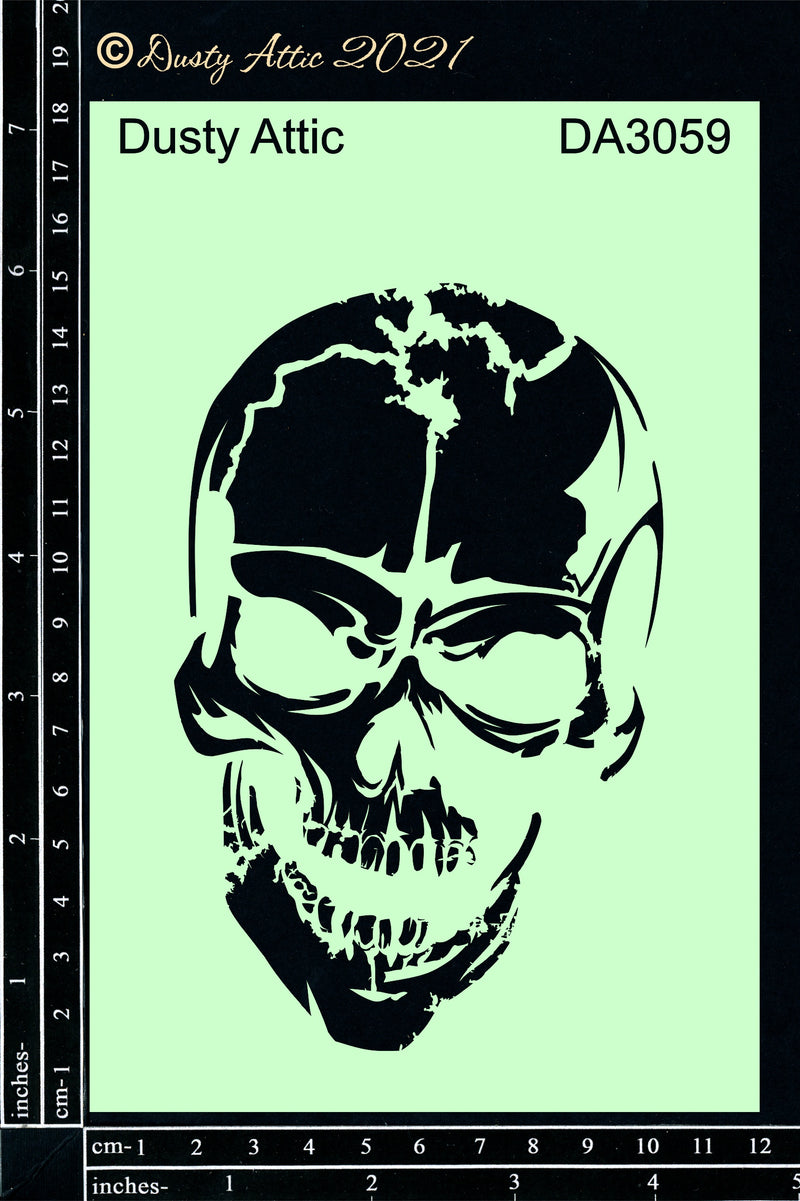 Dusty Attic Stencil 5x7 - Skull, DA3059