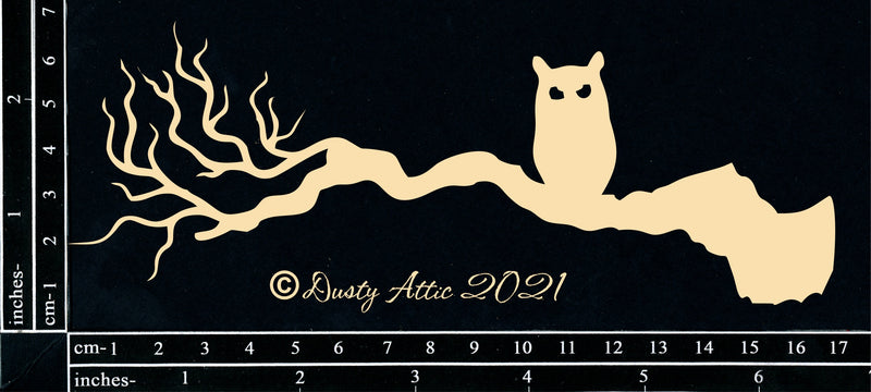 Dusty Attic Chipboard 3x7 - Owl On A Branch, DA3069