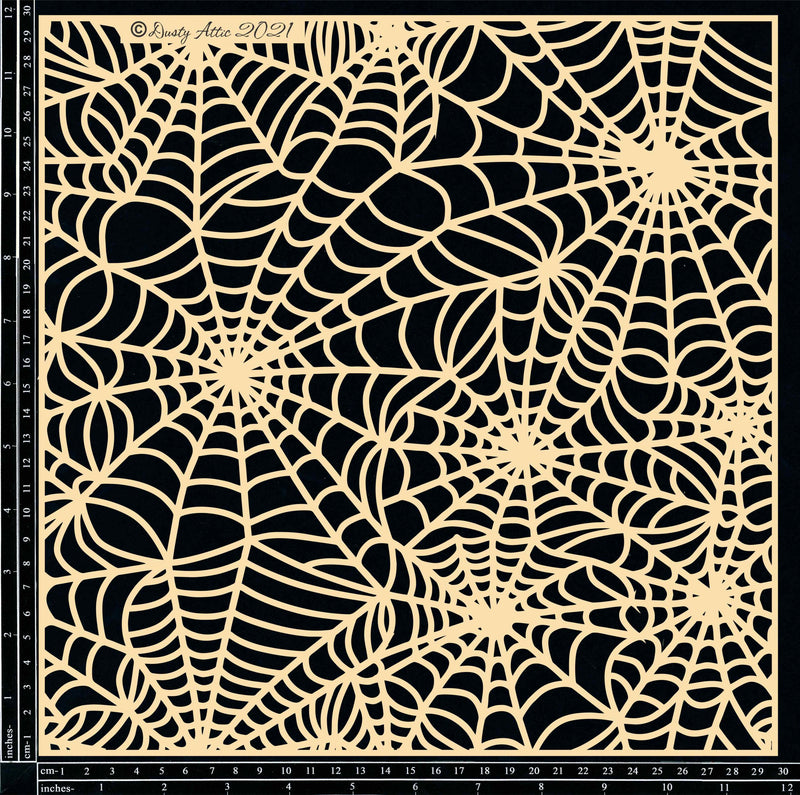 Dusty Attic Chipboard - Spider Web Panel ~ Large, DA3074 ~ 12x12