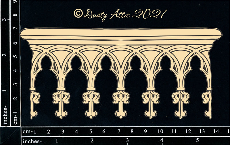 Dusty Attic Chipboard 3x6 - Gothic Fretwork, DA3088