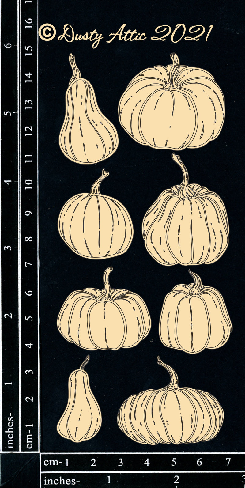 Dusty Attic Chipboard 3x6  - Pumpkins & Gourds, DA3094