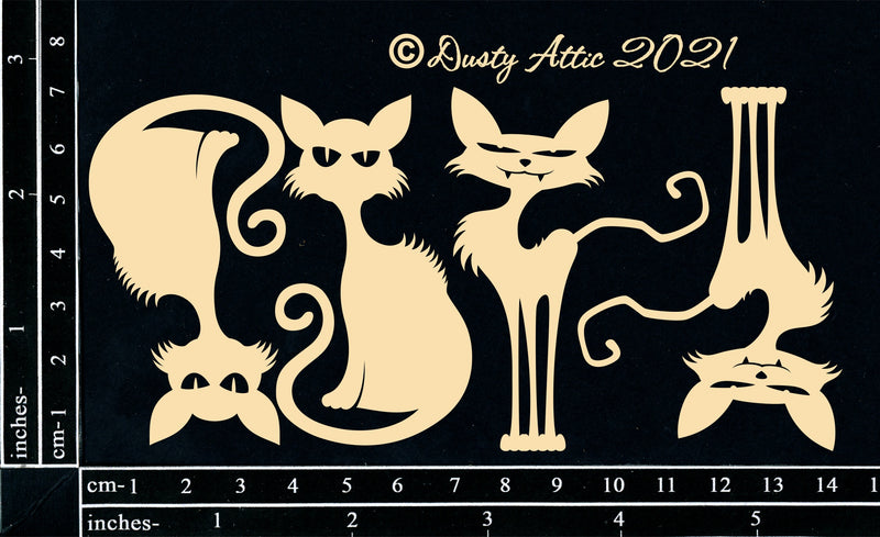 Dusty Attic Chipboard - Creepy Cats, DA3129 ~ 3x6