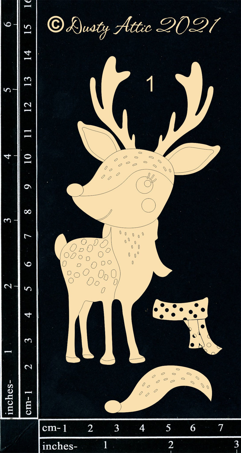 Dusty Attic Chipboard 3x6 - Forest Friends - Reindeer