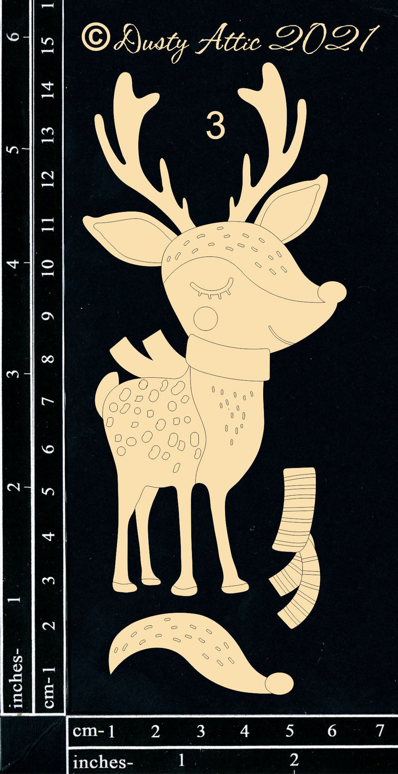 Dusty Attic Chipboard 3x6 - Forest Friends - Reindeer