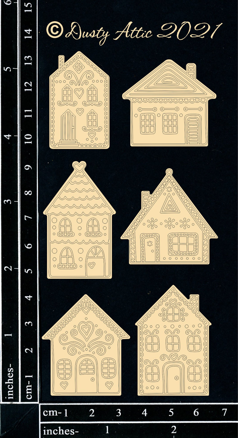 Dusty Attic Chipboard 3x6 - Gingerbread Houses Small, DA3163