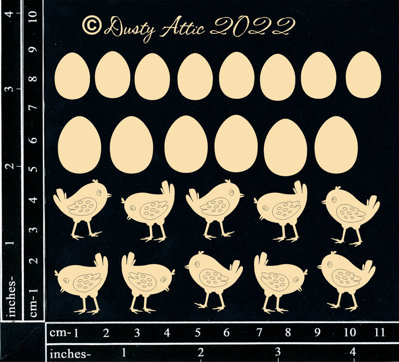 Dusty Attic Chipboard 4x4 - Eggs & Chicks, DA3277