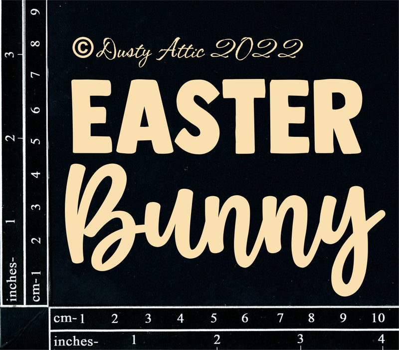 Dusty Attic Chipboard 3x4 - Easter Bunny - Title, DA3291