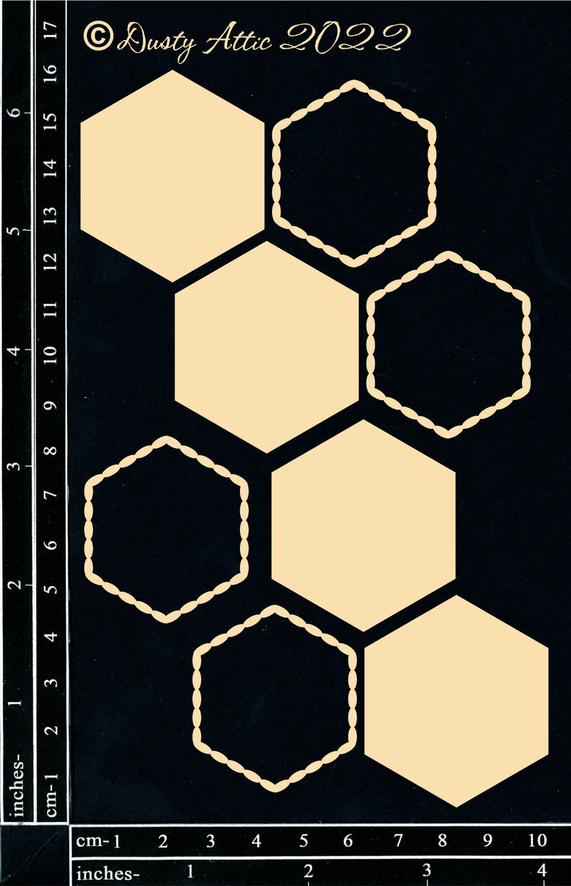 Dusty Attic Chipboard 5x7 - Hexagons