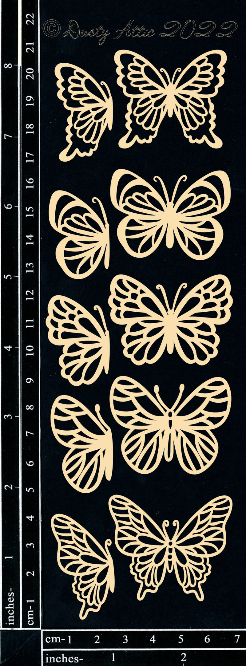 Dusty Attic Chipboard 3x8 - Butterflies