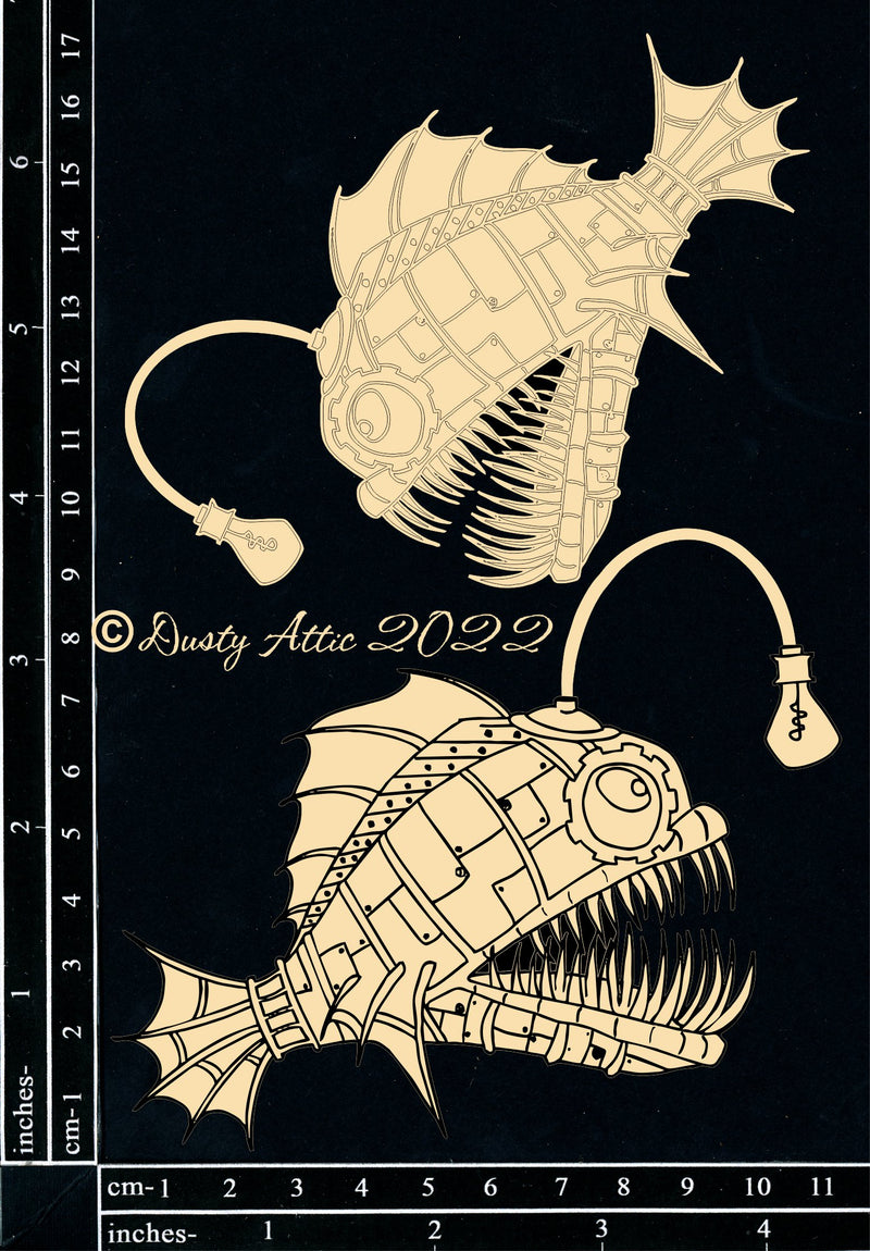 Dusty Attic Chipboard 5x7 - Marine Mechanicals – Angler Fish small, DA3357