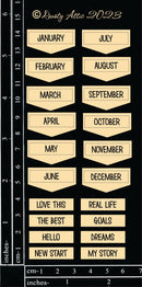 Dusty Attic Chipboard 3x6 - Month Tabs, DA3407