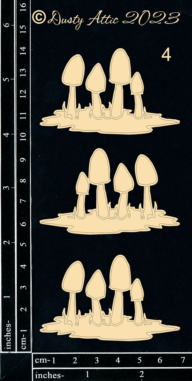 Dusty Attic Chipboard 3x6 - Magic Mushrooms