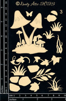 Dusty Attic Chipboard 4x6 - Magic Mushrooms Cluster