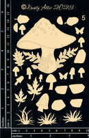 Dusty Attic Chipboard 4x6 - Magic Mushrooms Cluster