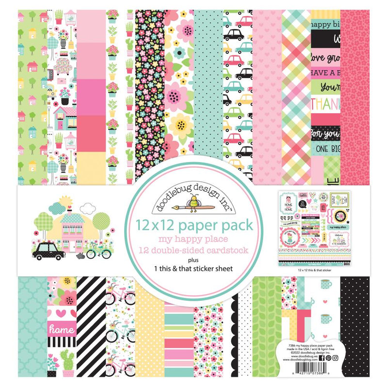 Doodlebug Design My Happy Place - Paper Pack 12X12, DB7386