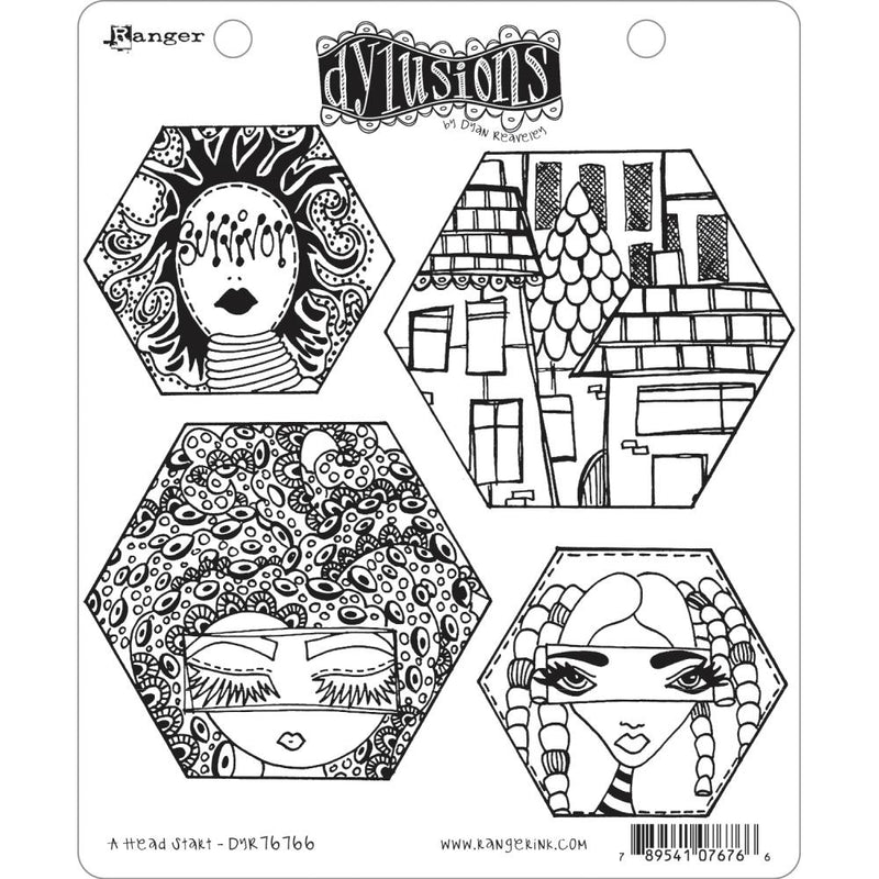 Dyan Reaveley's Dylusions Stamp Set 8.5"X7"  - A Head Start, DYR76766