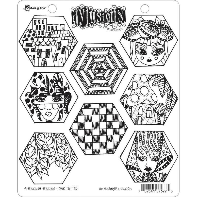 Dyan Reaveley's Dylusions Stamp Set 8.5"X7"  - A Heck of Hexies, DYR76773