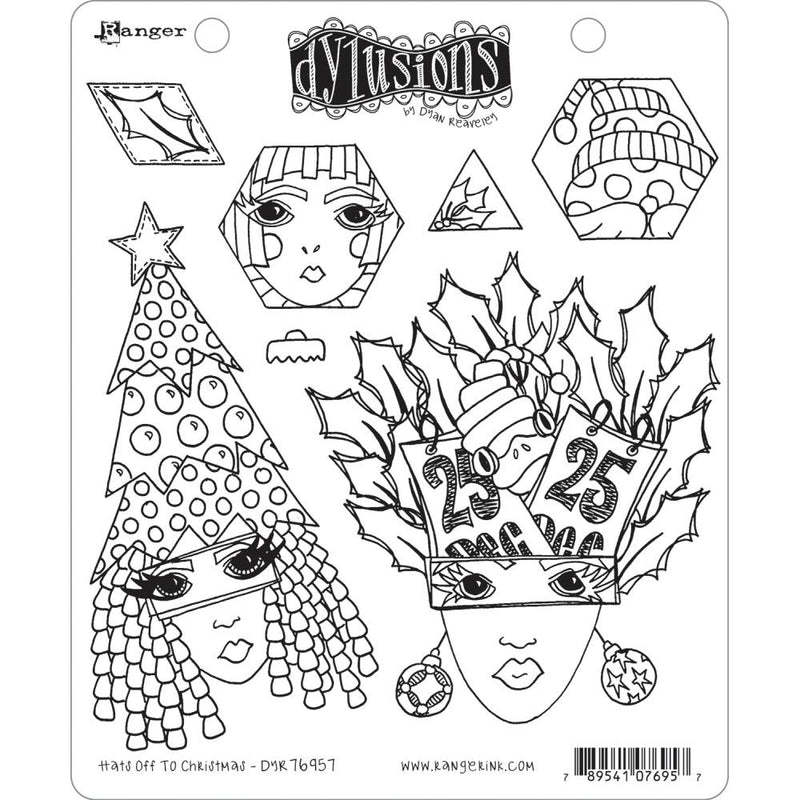 Dyan Reaveley's Dylusions Stamp Set 8.5"X7"  - Hats Off To Christmas, DYR 76957
