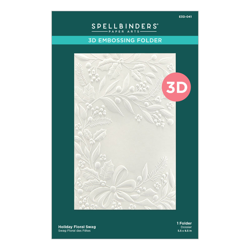 Spellbinders 3D Embossing Folder - Holiday Floral Swag, E3D-041