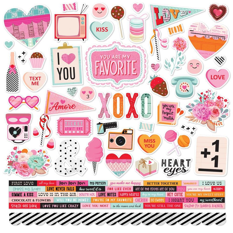 Simple Stories Cardstock Stickers 12x12 - Heart Eyes - Combo, 19401