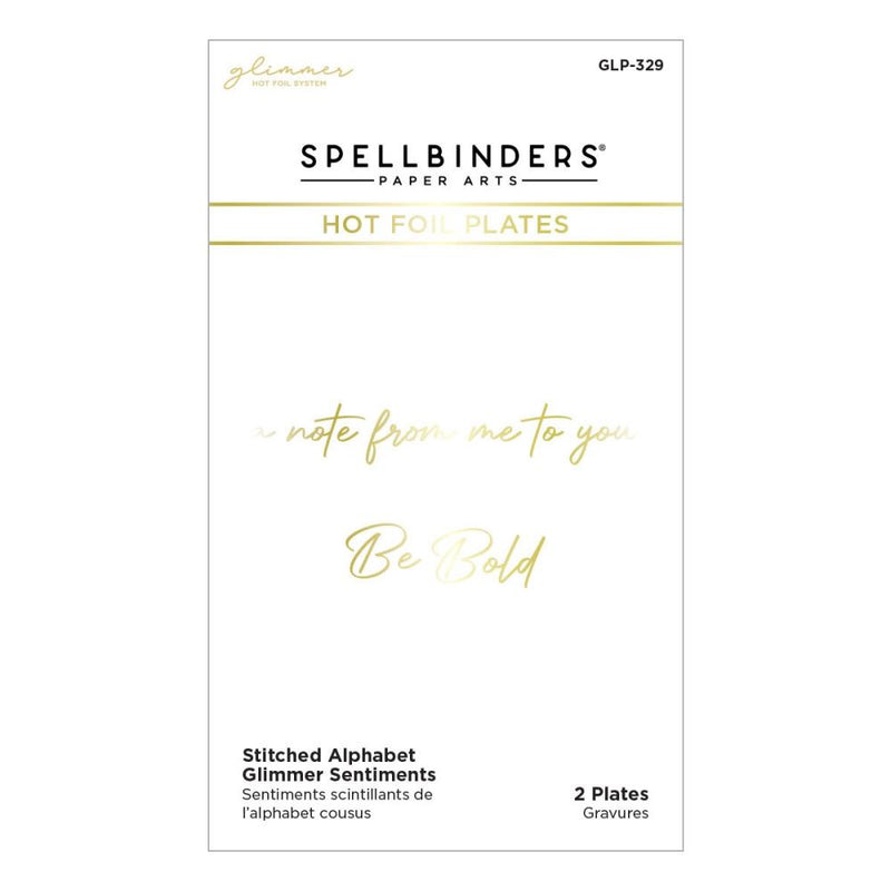 Spellbinders Stitched Alphabet Note Sentiments Glimmer Hot Foil Plates, GLP-329