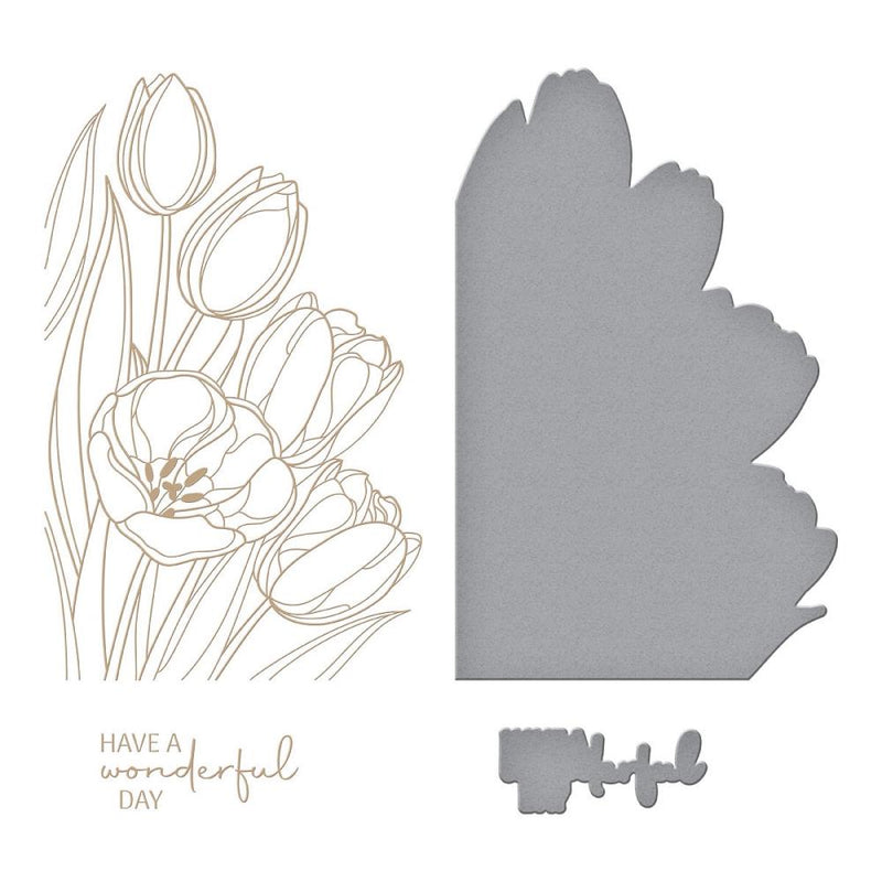 Spellbinders Glimmer Hot Foil Plate & Die Set -Wonderful Tulips, GLP-377
