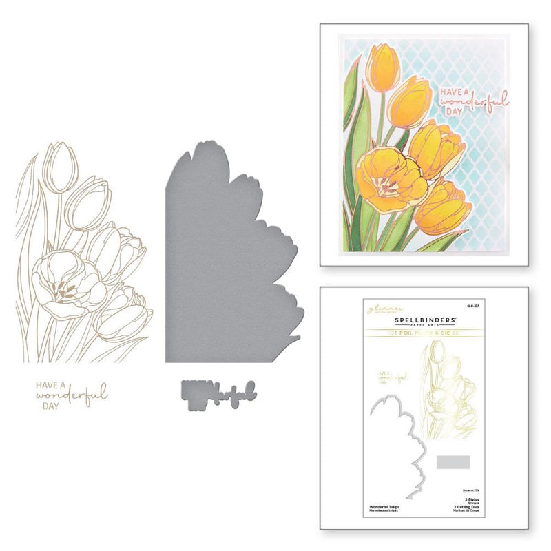 Spellbinders Glimmer Hot Foil Plate & Die Set -Wonderful Tulips, GLP-377
