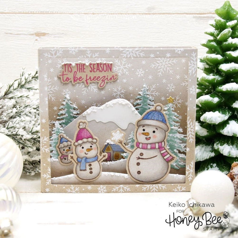 Honey Bee - Snow Family Like Ours Stamp & Honey Cuts , HBST379 & HBDS379