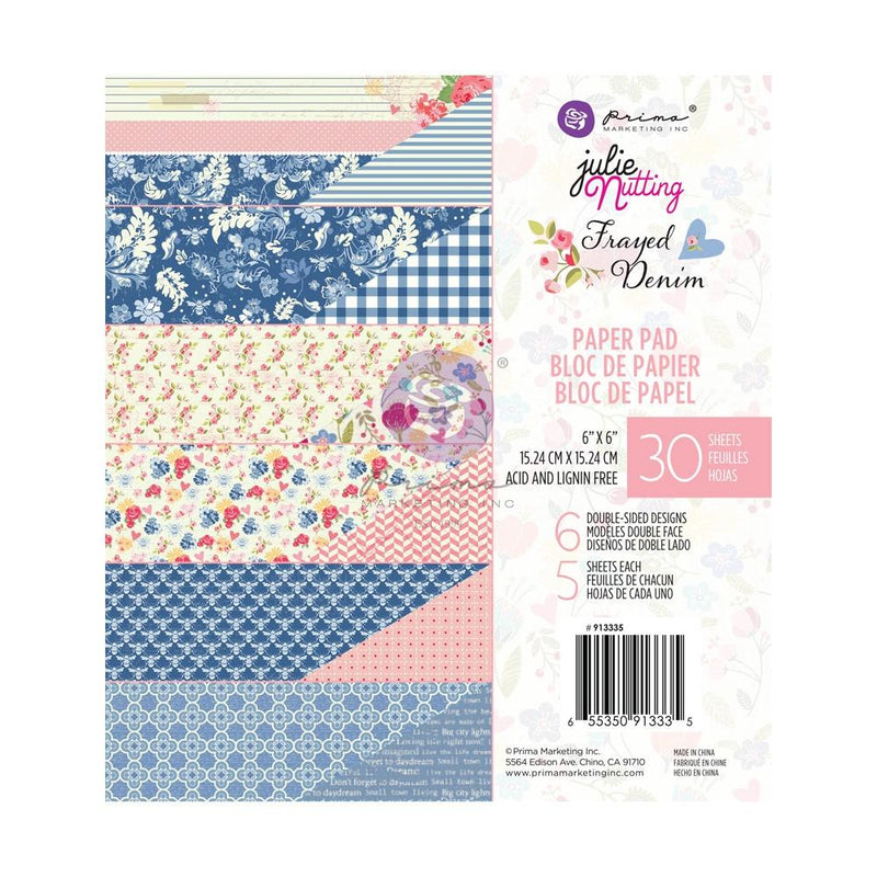 Julie Nutting Frayed Denim Double-Sided Paper Pad 6x6 30Pc, 913335