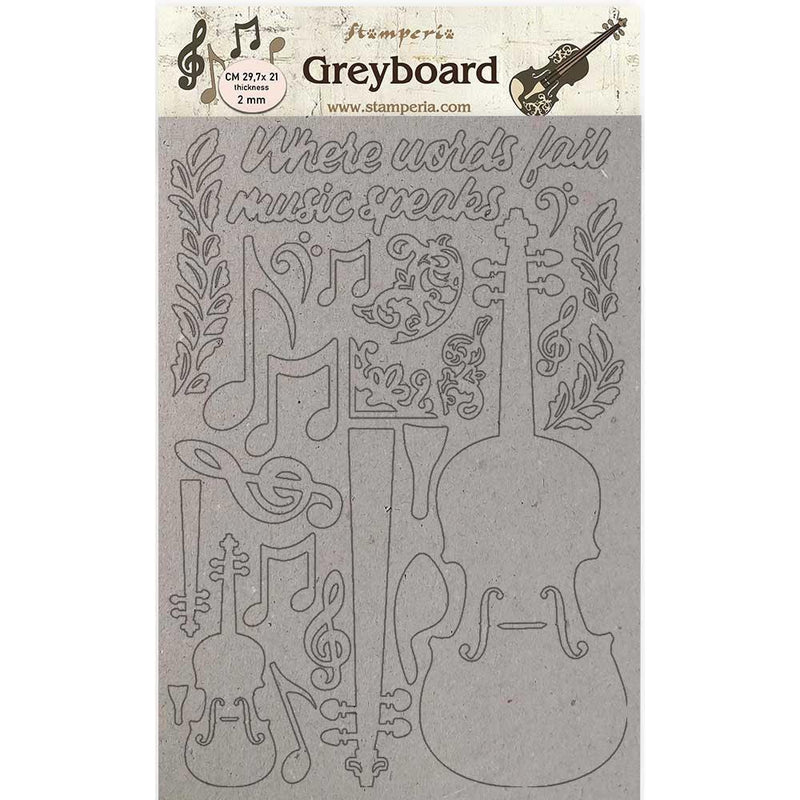 Stamperia Passion Greyboard Cut-Outs - Violin, LSPDA423 WAS $13.70