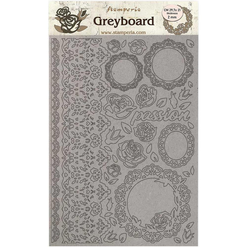 Stamperia Passion Greyboard Cut-Outs - Lace & Roses LSPDA424 WAS $13.70