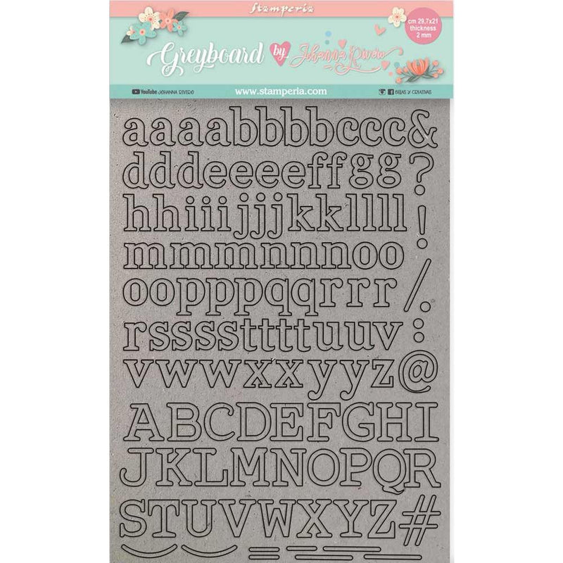 Stamperia Circle of Love Greyboard Cut-Outs - Alphabet, LSPDA430 WAS $13.70