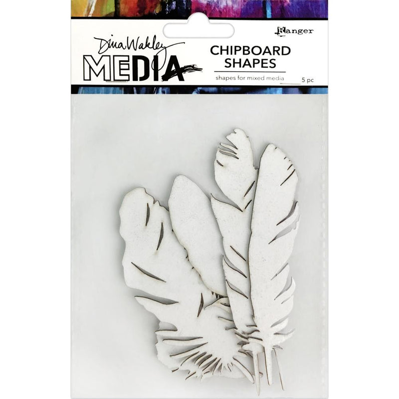 Dina Wakley MEdia Chipboard Shapes 5Pc - Feathers, MDA74915