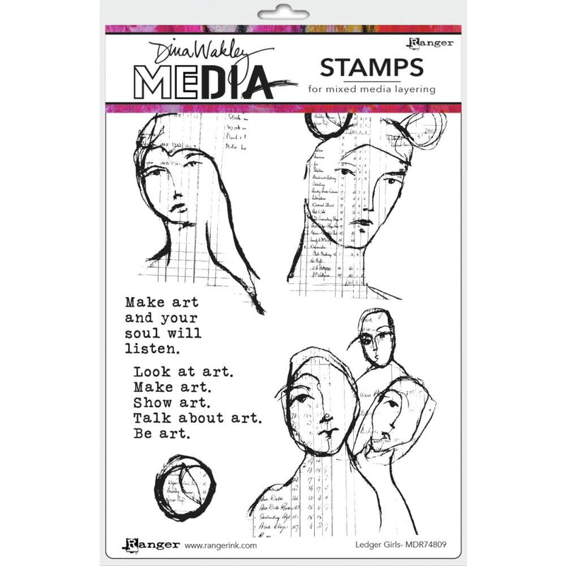 Dina Wakley MEdia Cling Stamps - Ledger Girls, MDR74809