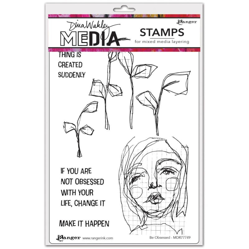 Dina Wakley MEdia Cling Stamps - Be Obsessed, MDR77756