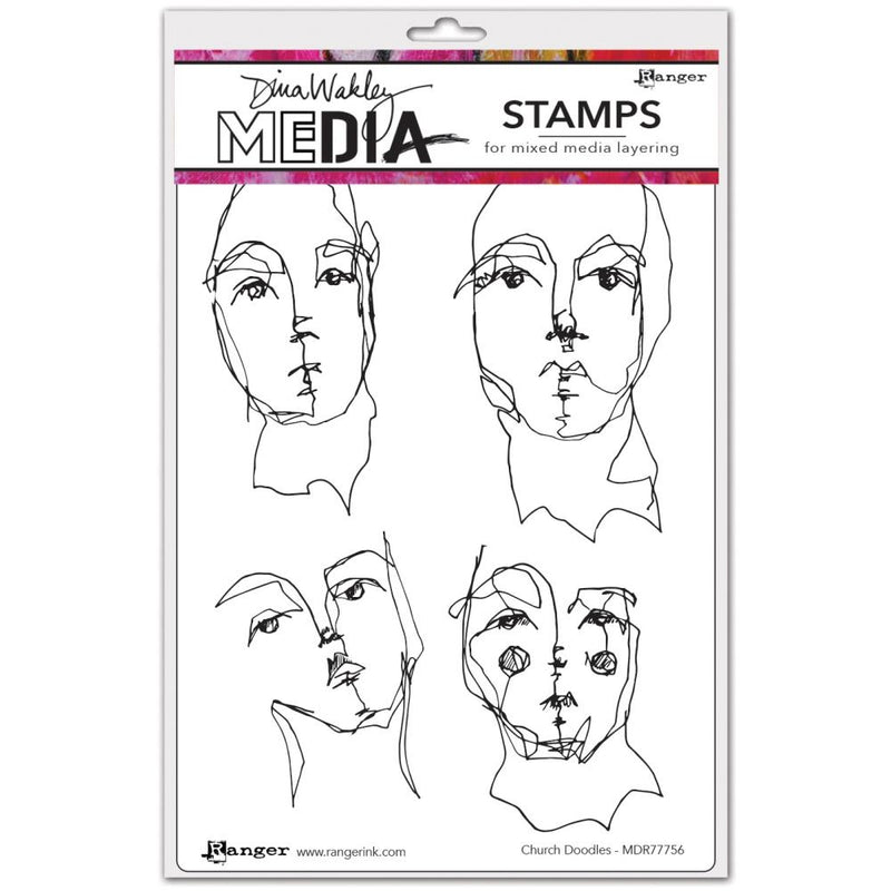 Dina Wakley MEdia Cling Stamps - Church Doodles, MDR77756