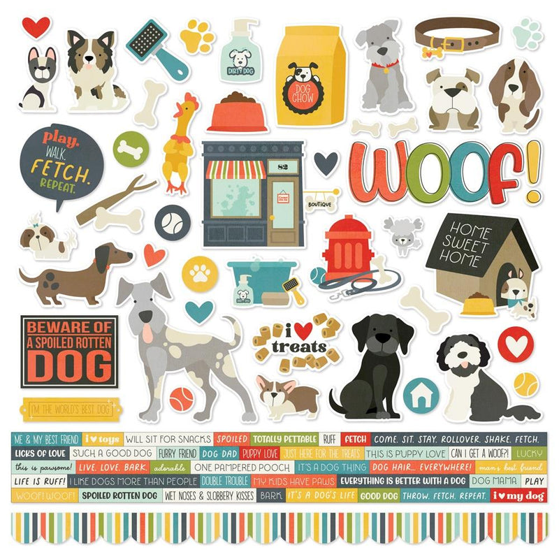 Simple Stories Cardstock Stickers 12x12 - Pet Shoppe Dog PETD9217