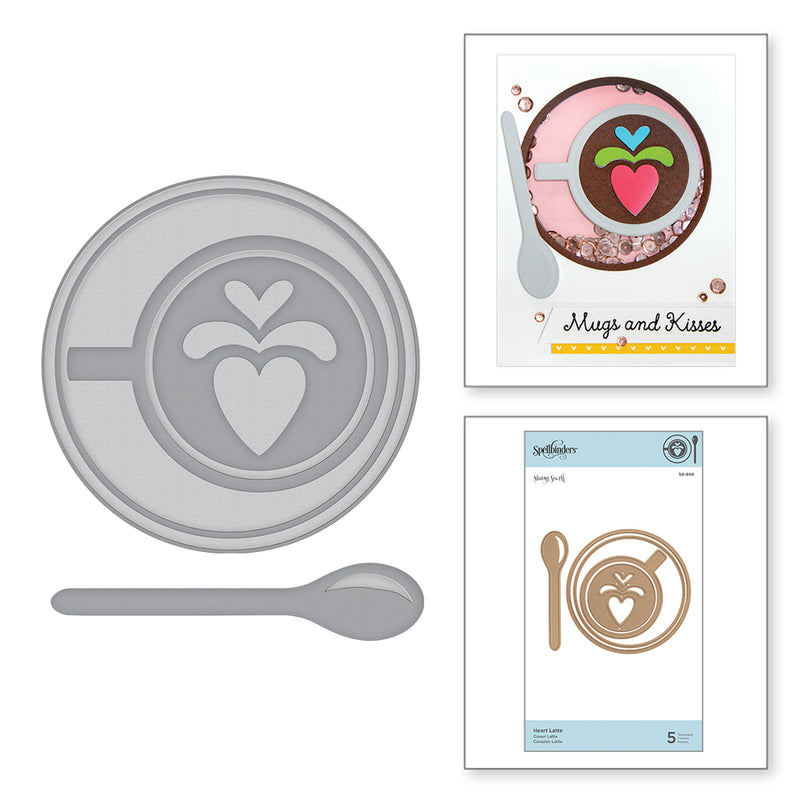 Spellbinders Shapabilities Etched Dies - Cuppa Coffee, Cuppa Tea Collection by Sharyn Sowell - Heart Latte, S4-949