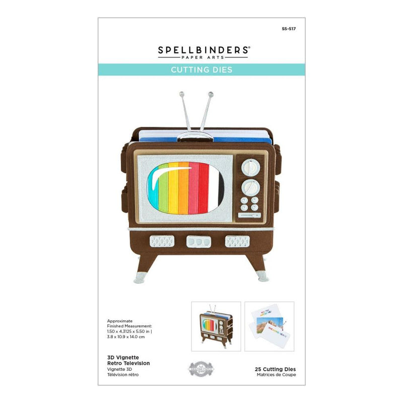 Spellbinders Etched Dies - 3D Vignette Retro Television, S5-517 by Becca Feeken
