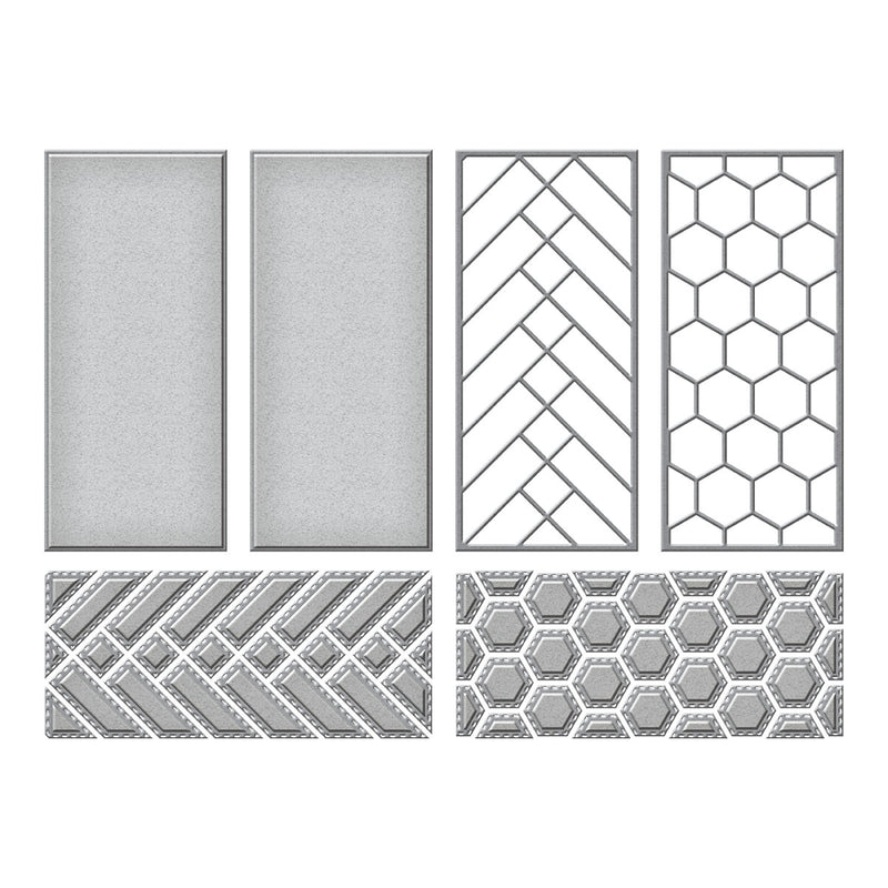Spellbinders Etched Dies - French Braid & Hexagon Panels, S5-542