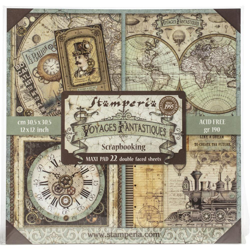 Stamperia Double-Sided Paper Pad - Voyages Fantastiques 12"X12" 22Pgs, SBBXL01