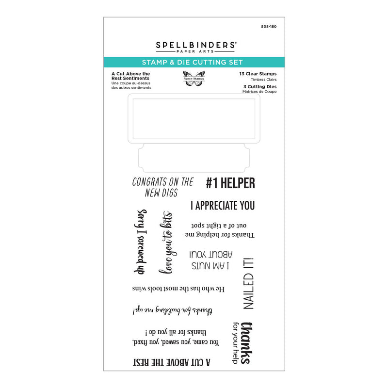 Spellbinders Stamp & Die Set - A Cut Above the Rest Sentiments,SDS-180