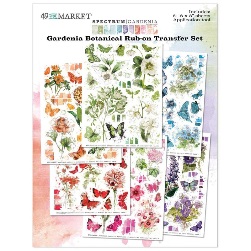 49 & Market Rub-On Transfer Set - Spectrum Gardenia - Botanical, SG23671