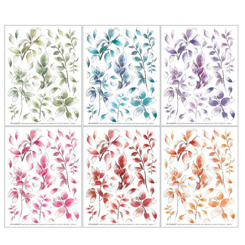 49 & Market Rub-On Transfer Set - Spectrum Gardenia - Leaves, SG23688