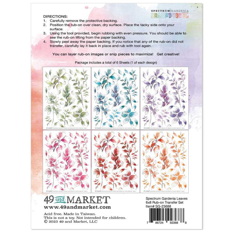 49 & Market Rub-On Transfer Set - Spectrum Gardenia - Leaves, SG23688