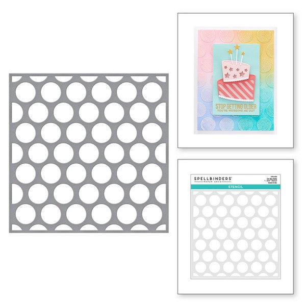 Spellbinders - On the Dots Stencil - Birthday Celebrations Collection, STN-016