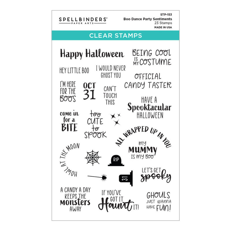 Spellbinders Clear Stamp Set - Boo Dance Party Sentiments, STP-153