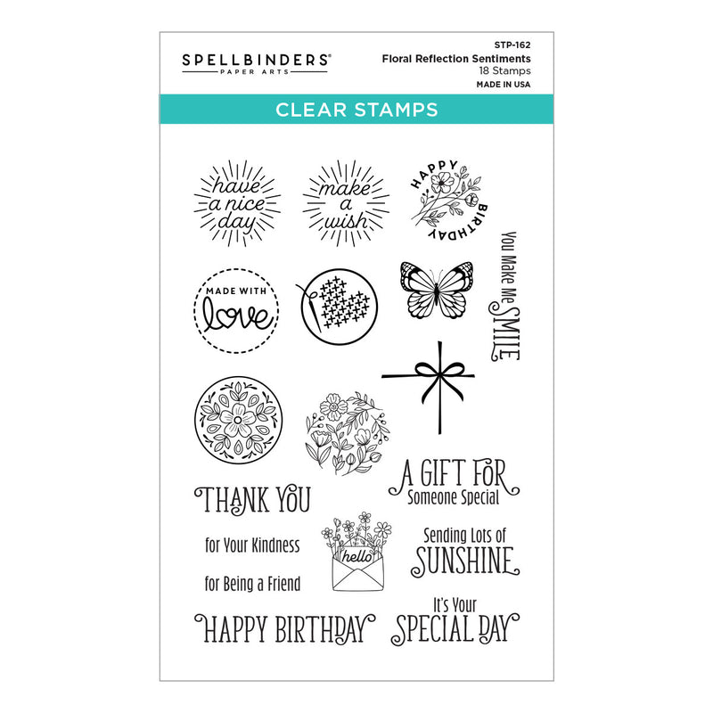 Spellbinders Clear Stamp Set - Floral Reflection Sentiments, STP-162